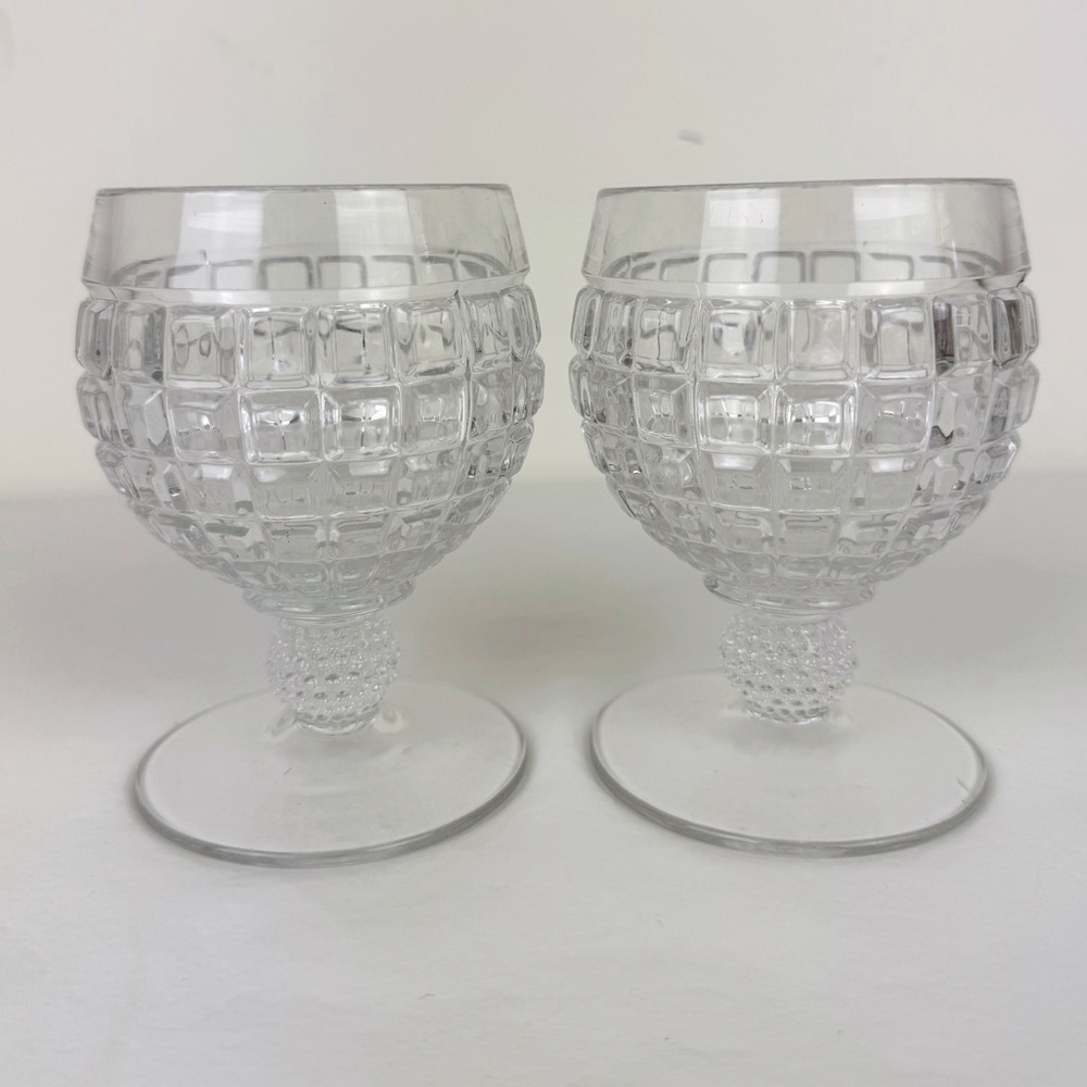 Heisey Victorian Clear Low Water Goblets (2)